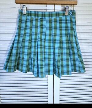 Urban Outfitters Pleated Green Plaid Mini Skirt 100% Cotton Size Small